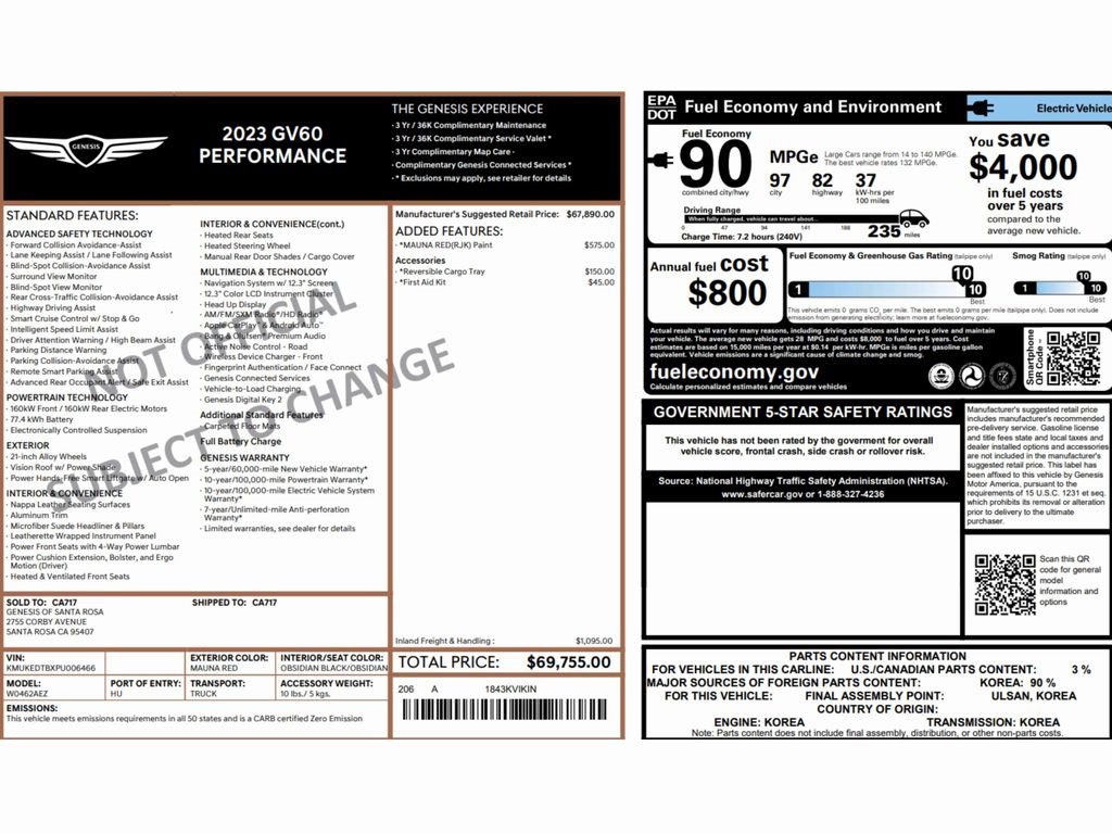 Used 2023 Genesis GV60 Performance image 2