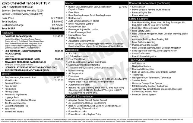 New 2026 Chevrolet Tahoe RST w/ Comfort Package AWD/4WD image 34
