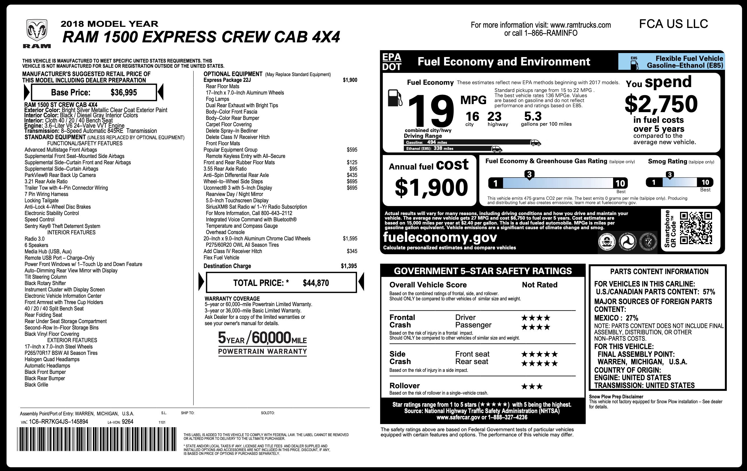 Used 2018 RAM 1500 Express AWD/4WD image 2