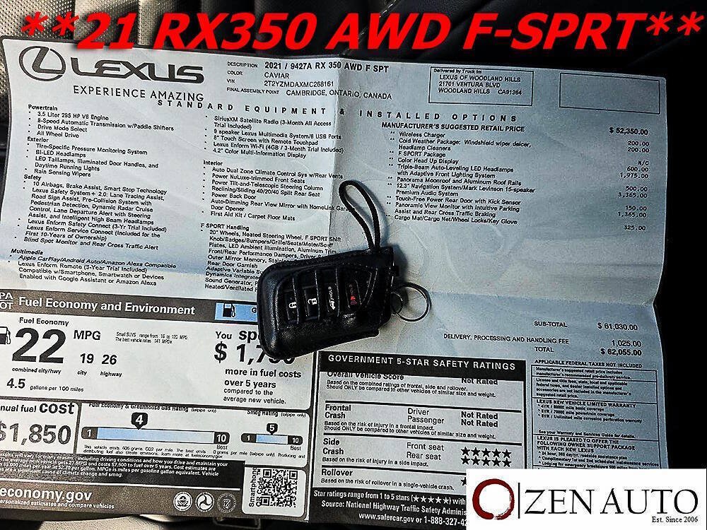 Used 2021 Lexus RX 350 F Sport w/ Cold Area Package (CT) AWD/4WD image 9