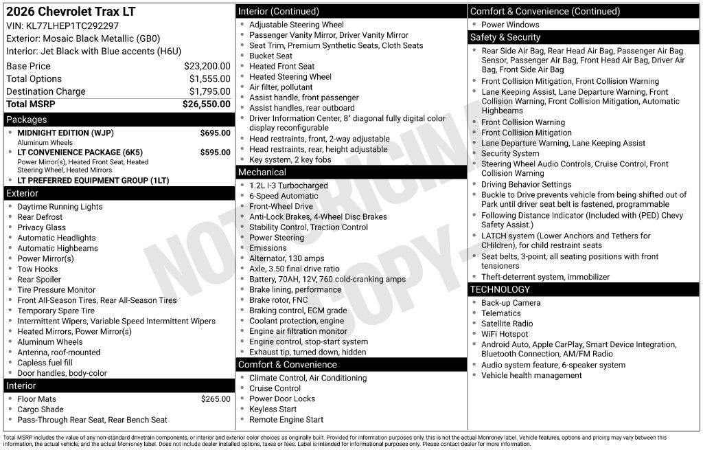 New 2026 Chevrolet Trax LT w/ Midnight Edition FWD image 11