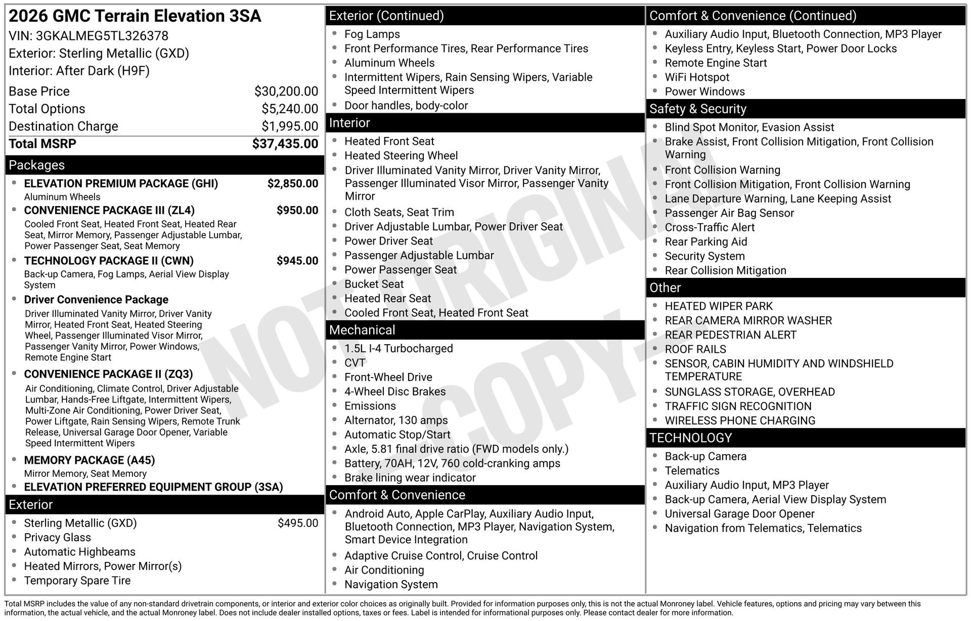 New 2026 GMC Terrain Elevation w/ Elevation Premium Package FWD image 3