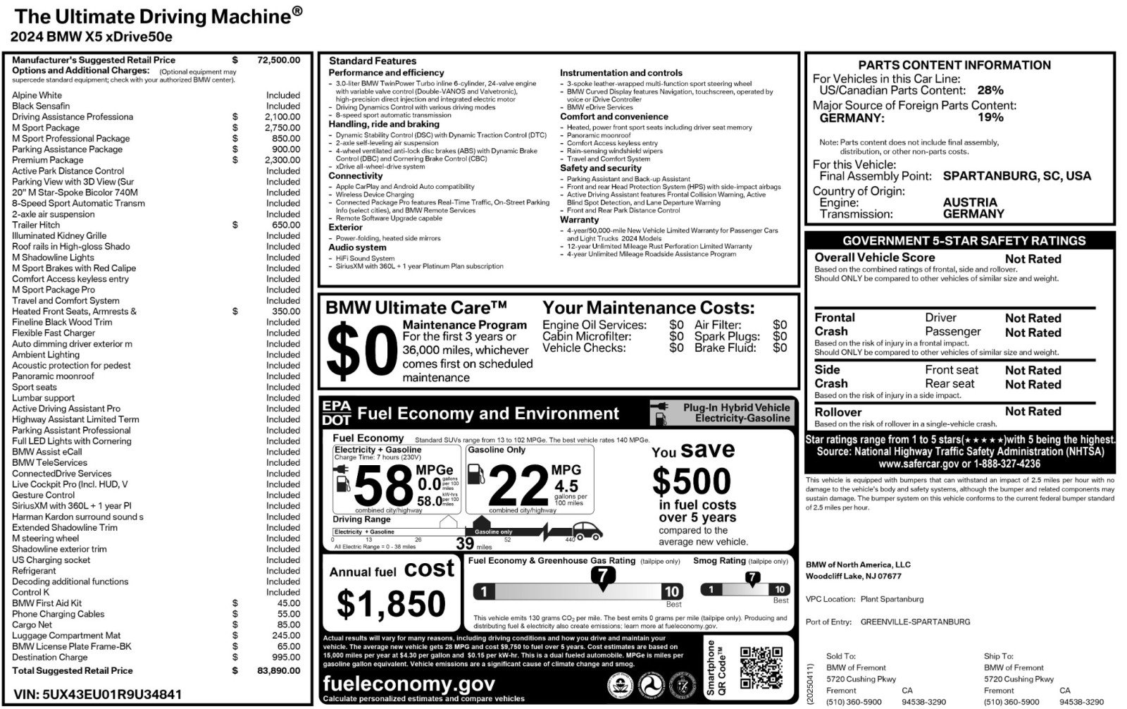 Used 2024 BMW X5 xDrive50e w/ M Sport Package image 61