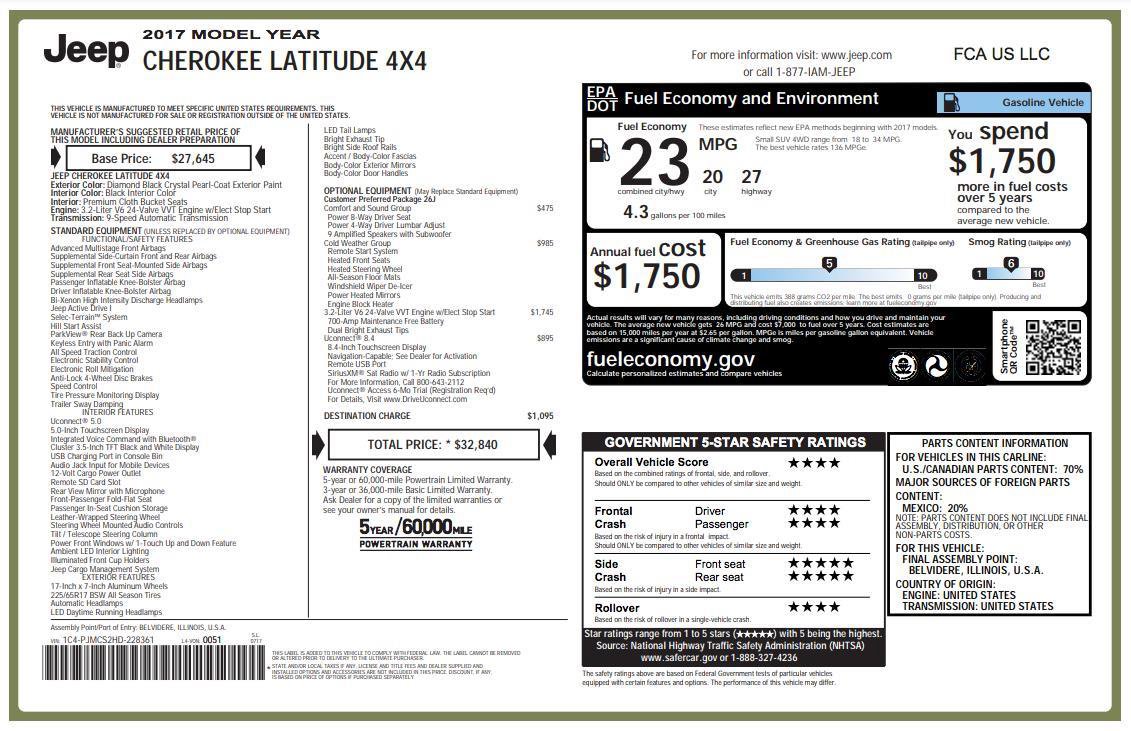 Used 2017 Jeep Cherokee Latitude w/ Cold Weather Group image 5