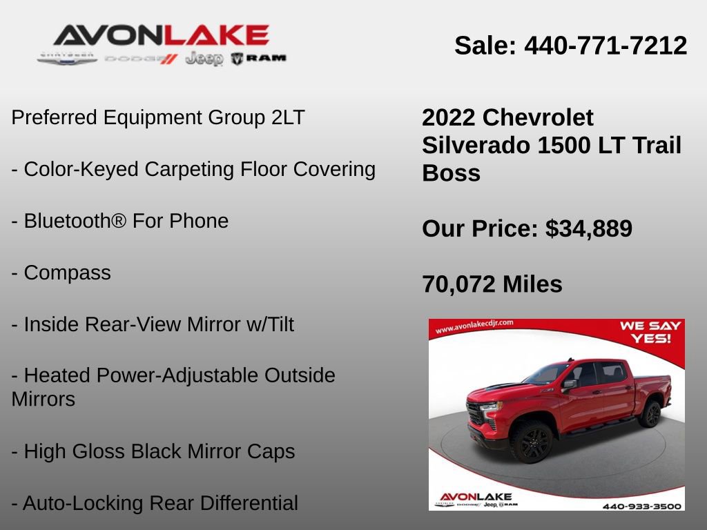 Used 2022 Chevrolet Silverado 1500 LT Trail Boss w/ Protection Package image 12