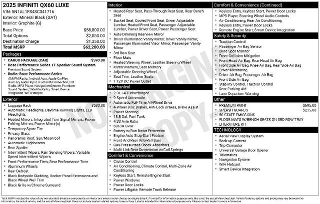 Certified 2025 INFINITI QX60 Luxe w/ Cargo Package image 30