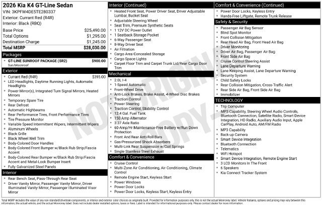 New 2026 Kia K4 GT-Line w/ GT-Line Sunroof Package FWD image 31