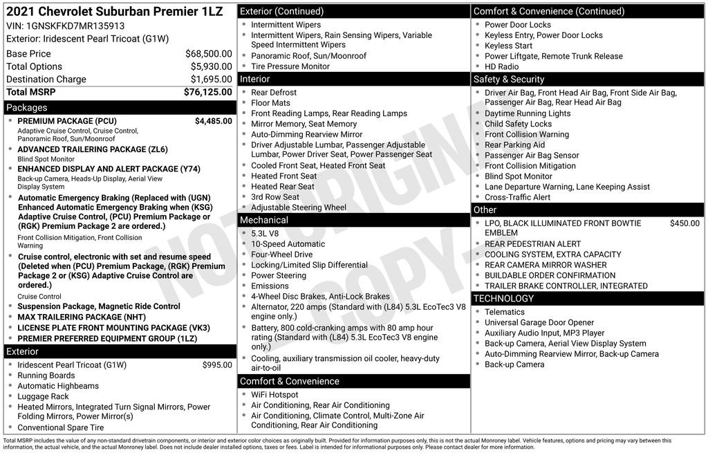 Used 2021 Chevrolet Suburban Premier w/ Premium Package image 2