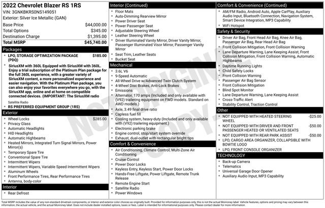 Used 2022 Chevrolet Blazer RS AWD/4WD image 2