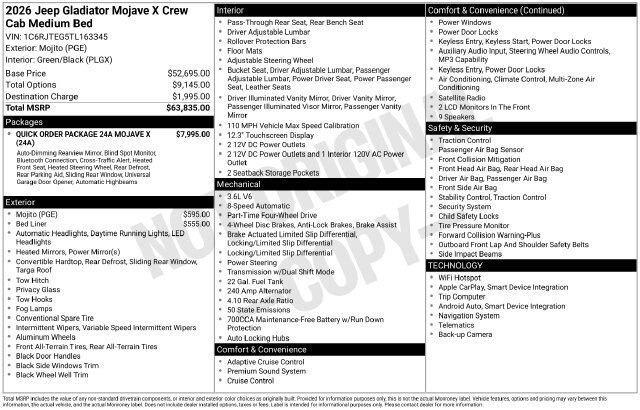 New 2026 Jeep Gladiator Mojave AWD/4WD image 39