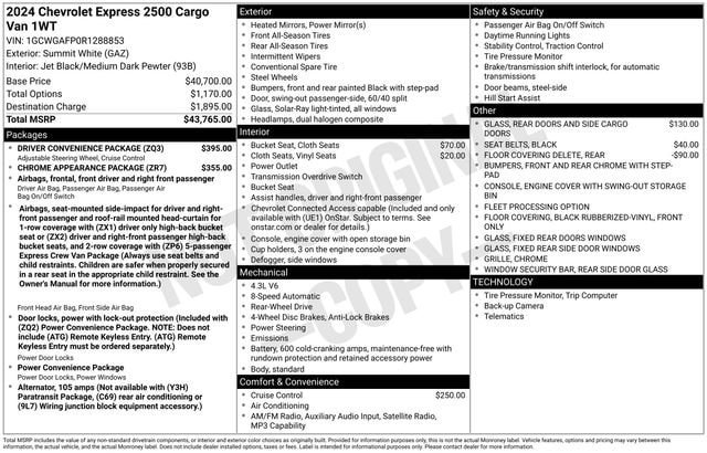 Used 2024 Chevrolet Express 2500 w/ Driver Convenience Package RWD image 43