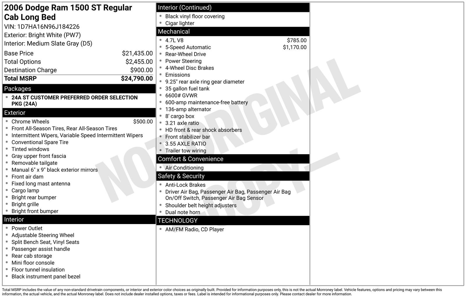 Used 2006 Dodge Ram 1500 Truck ST image 1