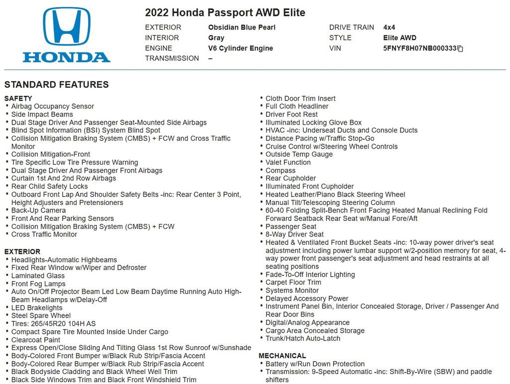 Used 2022 Honda Passport Elite image 17
