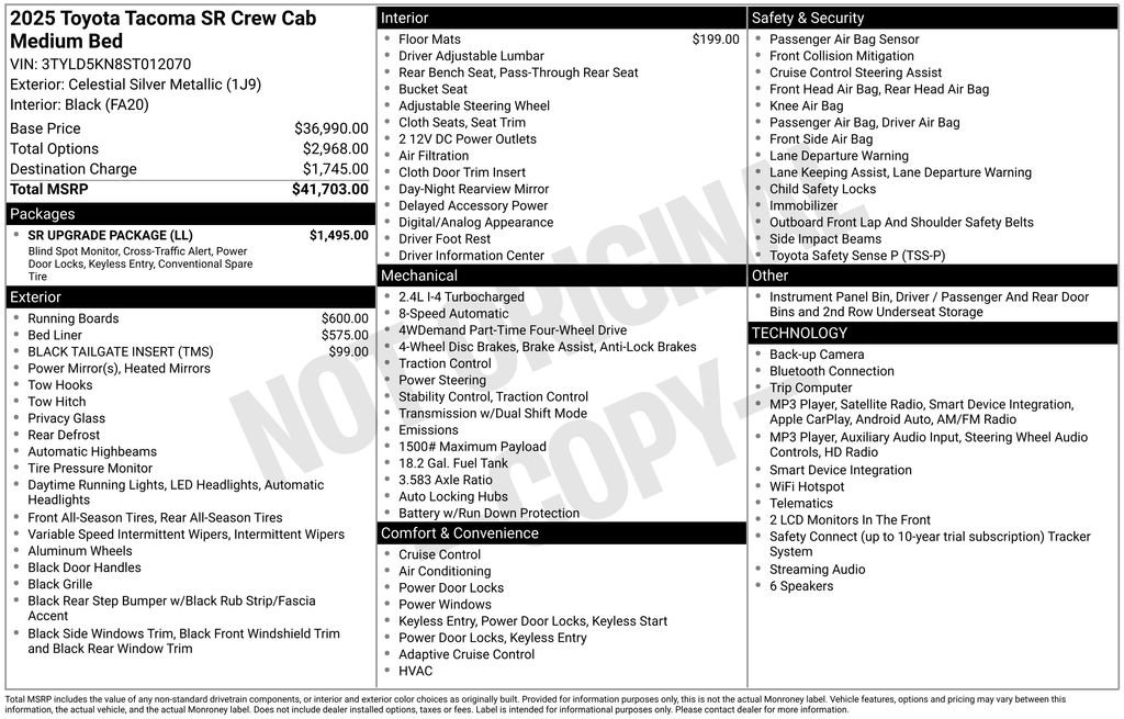 Used 2025 Toyota Tacoma SR w/ SR Upgrade Package AWD/4WD image 39