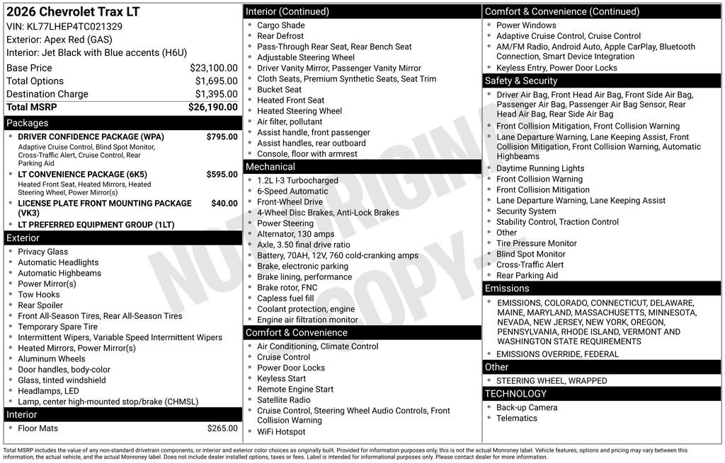 New 2026 Chevrolet Trax LT w/ Driver Confidence Package image 4