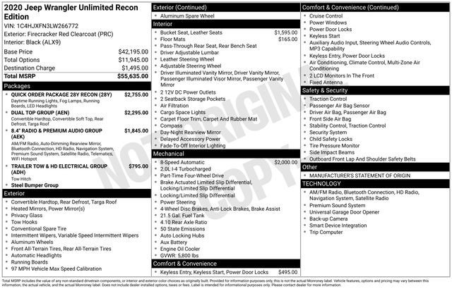 Used 2020 Jeep Wrangler Unlimited Rubicon w/ Quick Order Package 28Y Recon AWD/4WD image 39