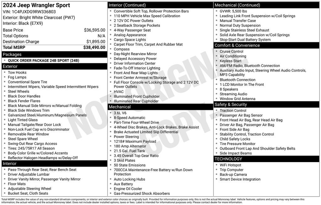 Used 2024 Jeep Wrangler Sport image 16