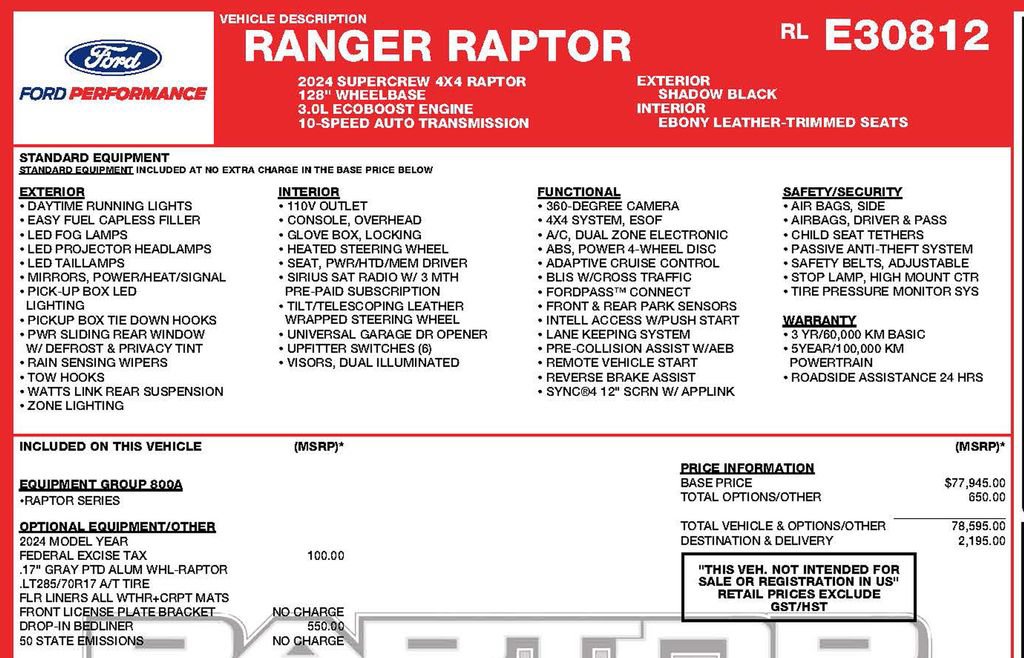 Used 2024 Ford Ranger Raptor AWD/4WD image 3