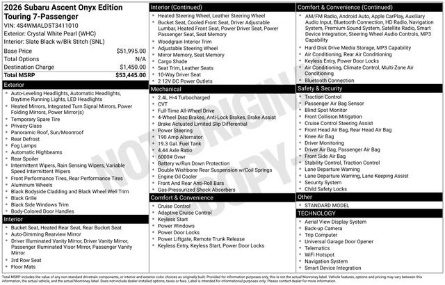 New 2026 Subaru Ascent Bronze Edition AWD/4WD image 2