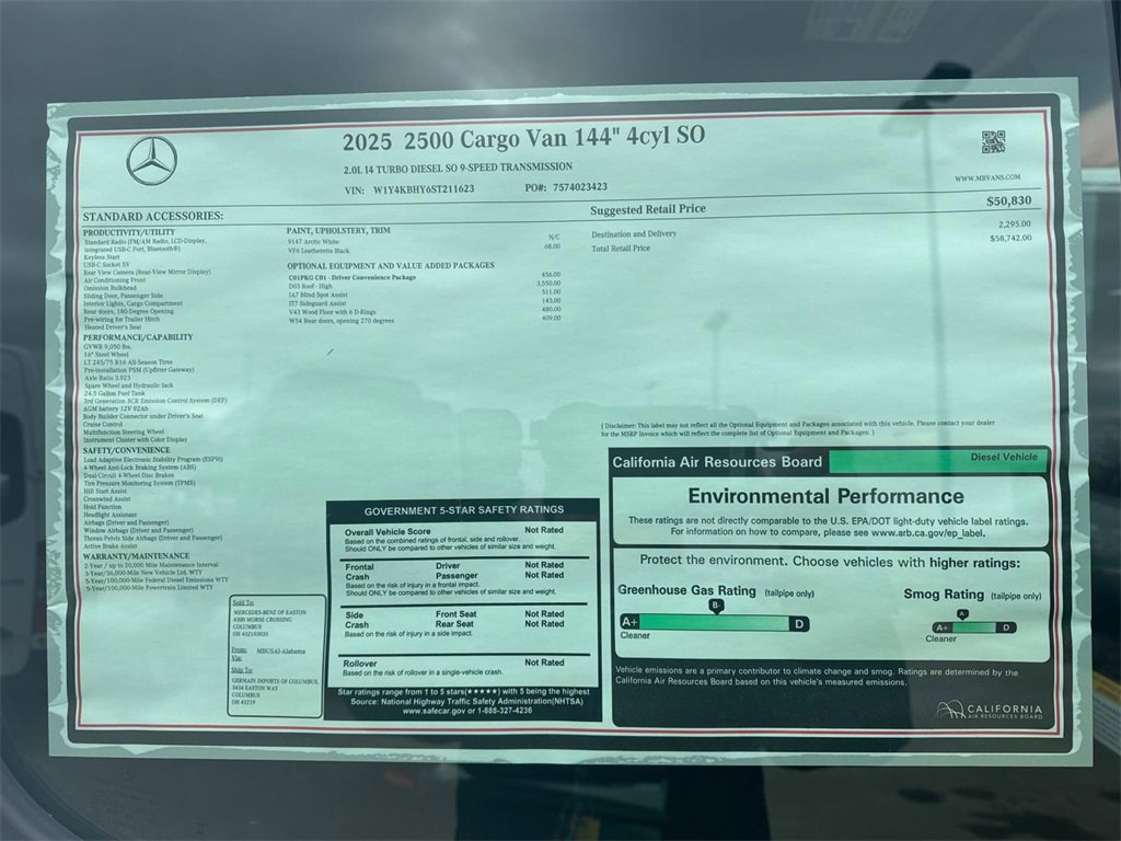 New 2025 Mercedes-Benz Sprinter 2500 image 9