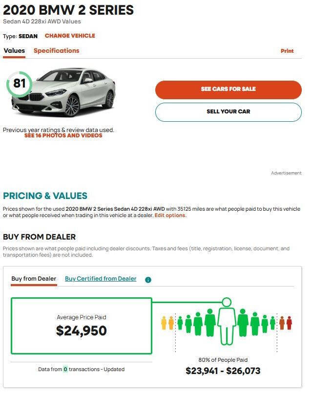 Used 2020 BMW 228i xDrive Gran Coupe w/ Convenience Package AWD/4WD image 16