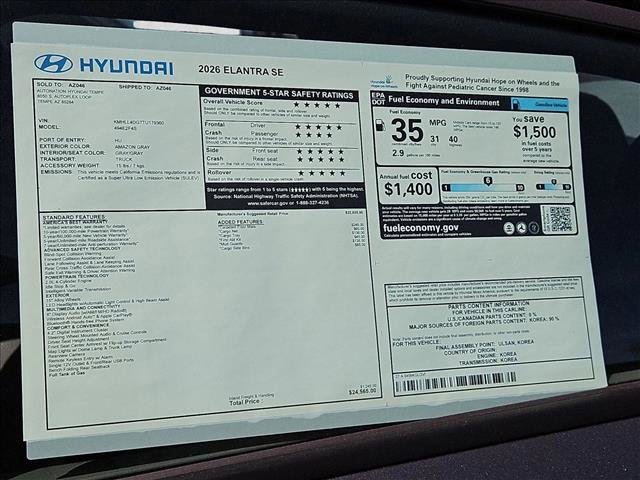 New 2026 Hyundai Elantra SE FWD image 18