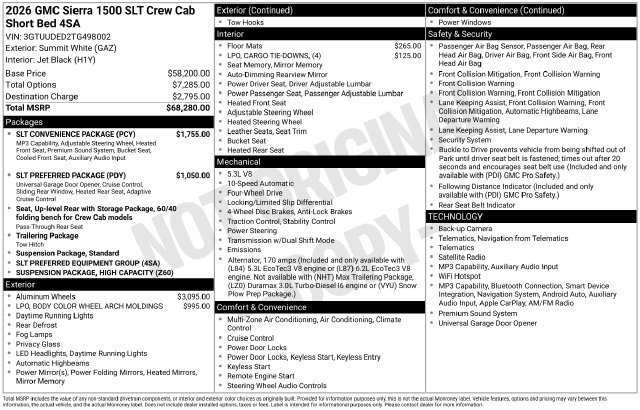 New 2026 GMC Sierra 1500 SLT w/ SLT Convenience Package AWD/4WD image 4