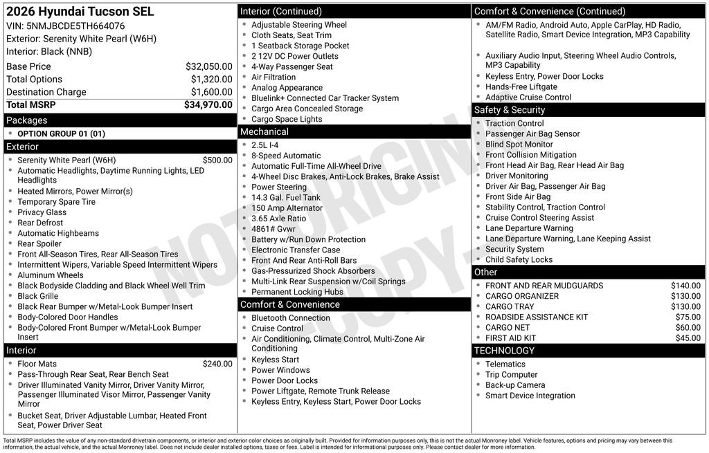 New 2026 Hyundai Tucson SEL image 1
