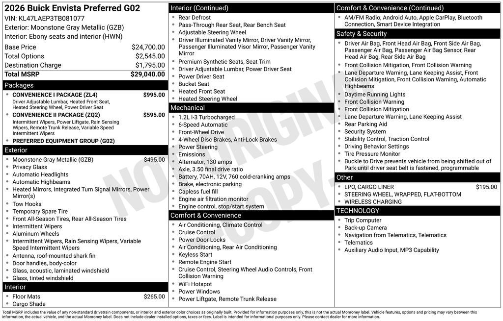 New 2026 Buick Envista Preferred w/ Convenience I Package FWD image 37