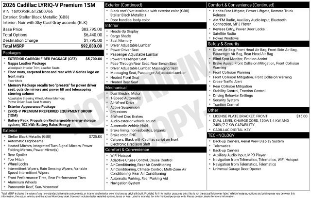 New 2026 Cadillac Lyriq V w/ Exterior Carbon Fiber Package AWD/4WD image 2