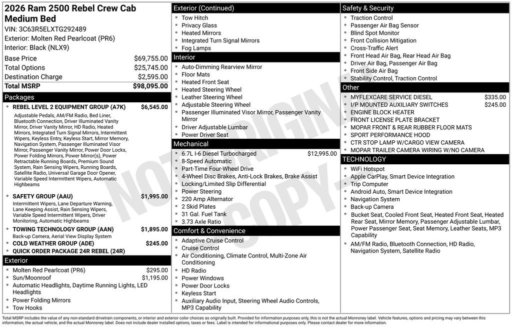 New 2026 RAM 2500 Rebel w/ Rebel Level 2 Equipment Group AWD/4WD image 40