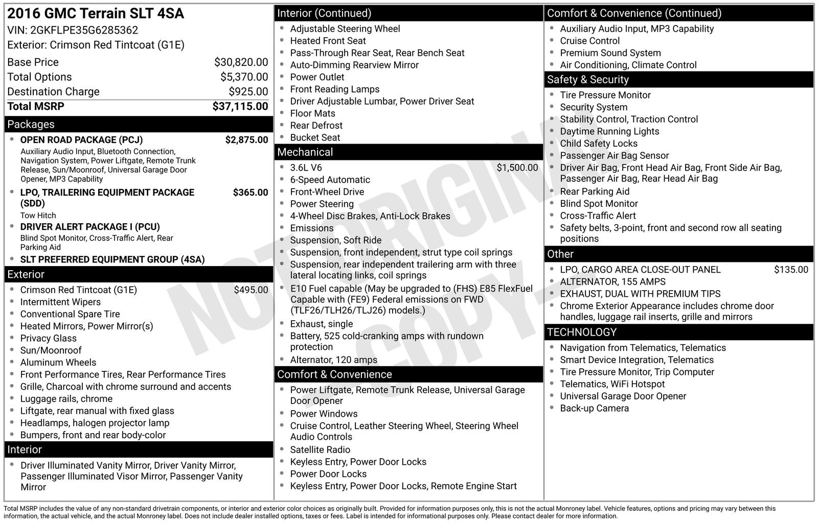 Used 2016 GMC Terrain SLT w/ Open Road Package FWD image 8