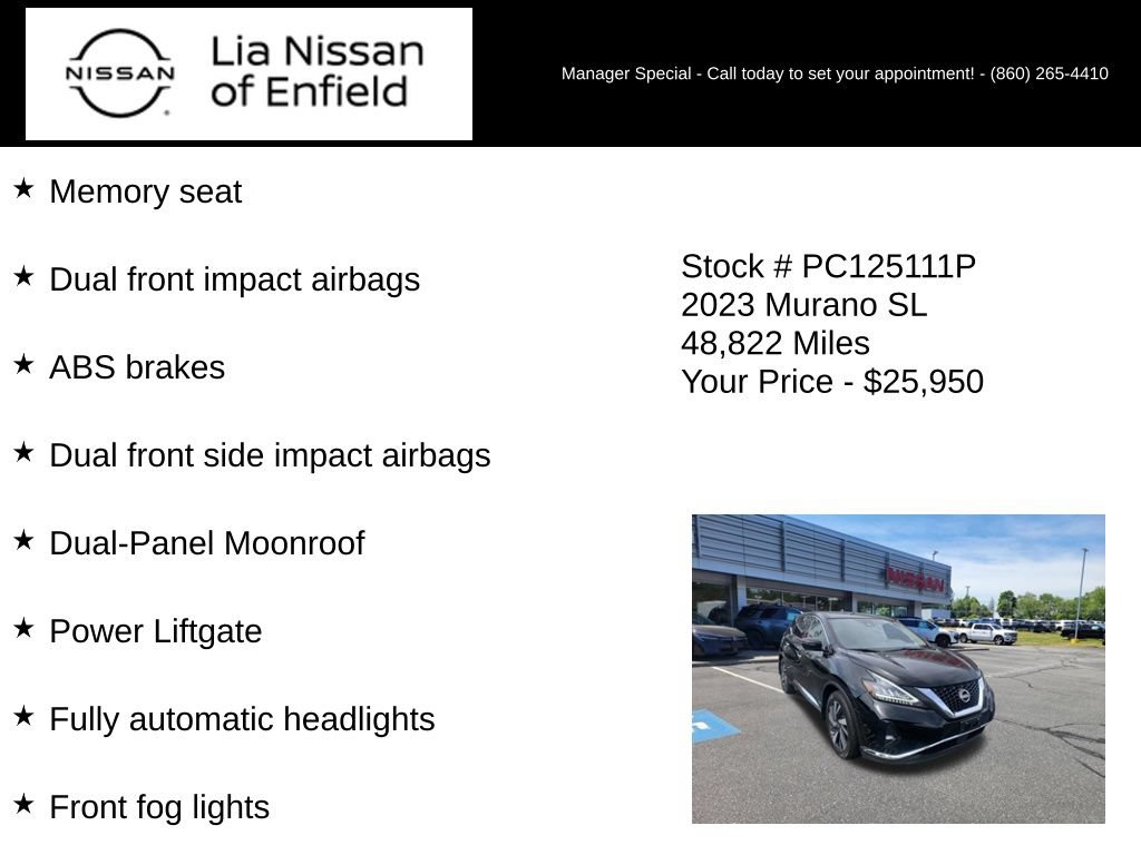 Certified 2023 Nissan Murano SL w/ SL Moonroof Package AWD/4WD image 15
