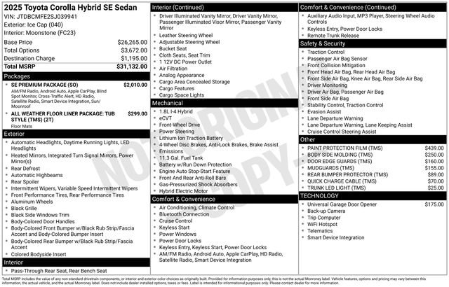 Used 2025 Toyota Corolla SE w/ SE Premium Package FWD image 35