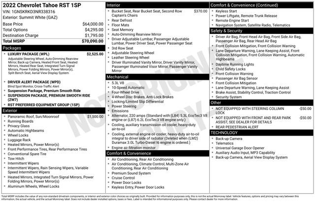 Used 2022 Chevrolet Tahoe RST w/ Luxury Package AWD/4WD image 6