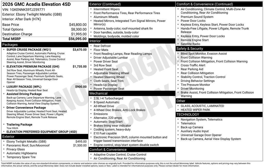 New 2026 GMC Acadia Elevation w/ Super Cruise Package image 48