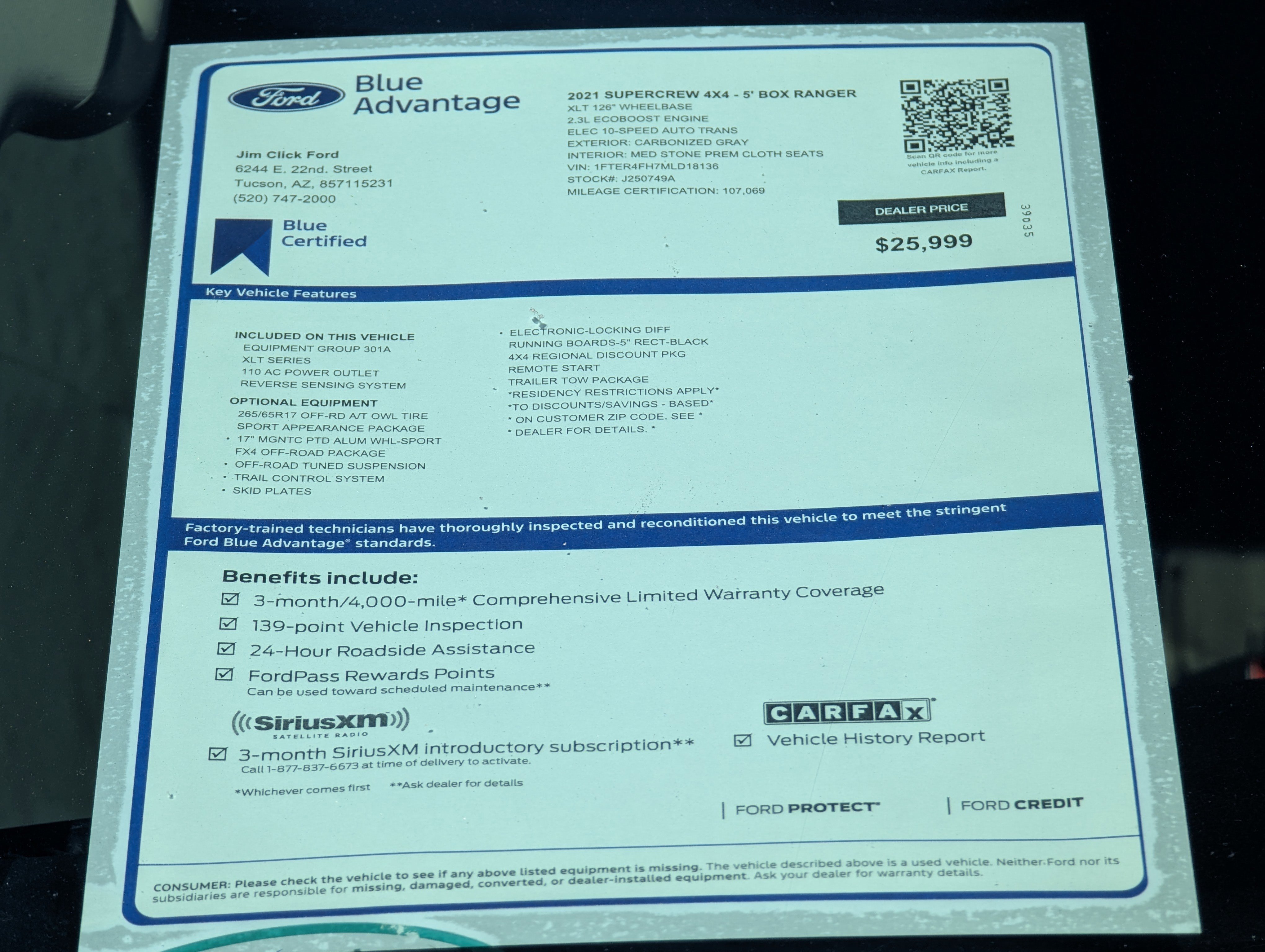 Certified 2021 Ford Ranger XLT w/ Equipment Group 301A Mid image 13