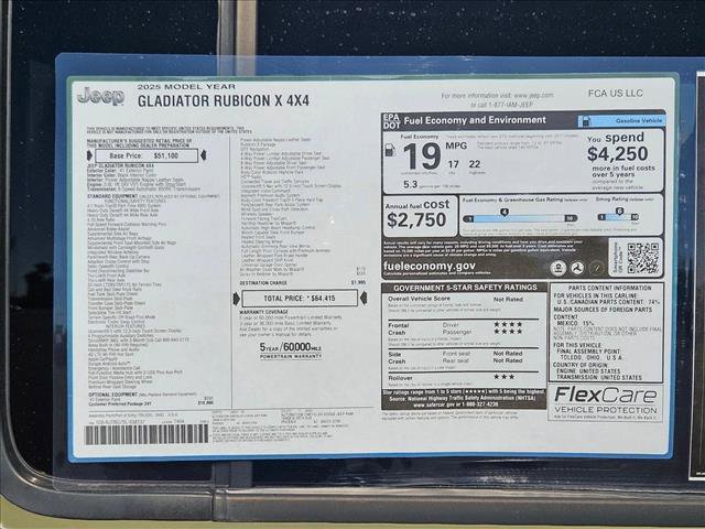 New 2025 Jeep Gladiator Rubicon AWD/4WD image 16