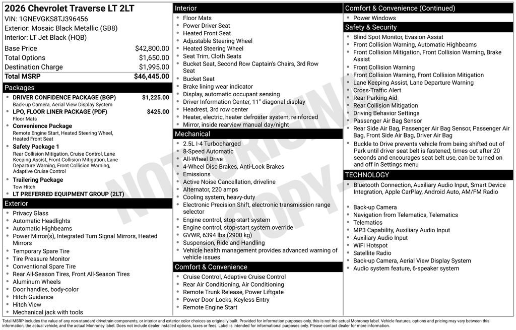 New 2026 Chevrolet Traverse LT w/ Driver Confidence Package AWD/4WD image 35