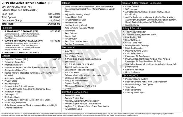 Used 2019 Chevrolet Blazer LT w/ Sun and Wheels Package image 4