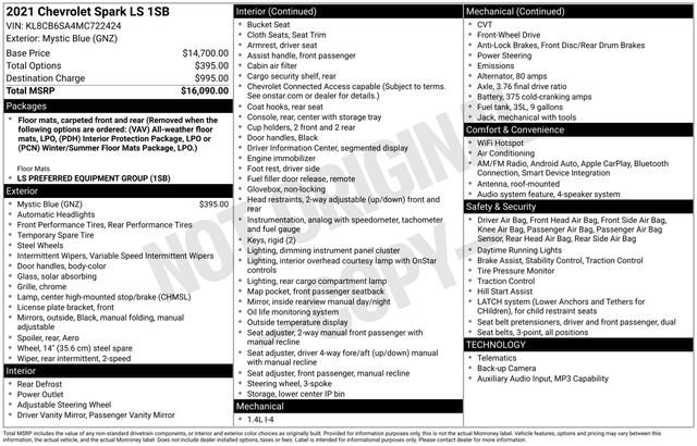 Used 2021 Chevrolet Spark LS image 3