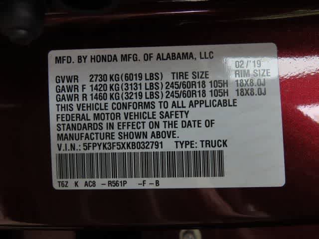 Certified 2019 Honda Ridgeline RTL image 29