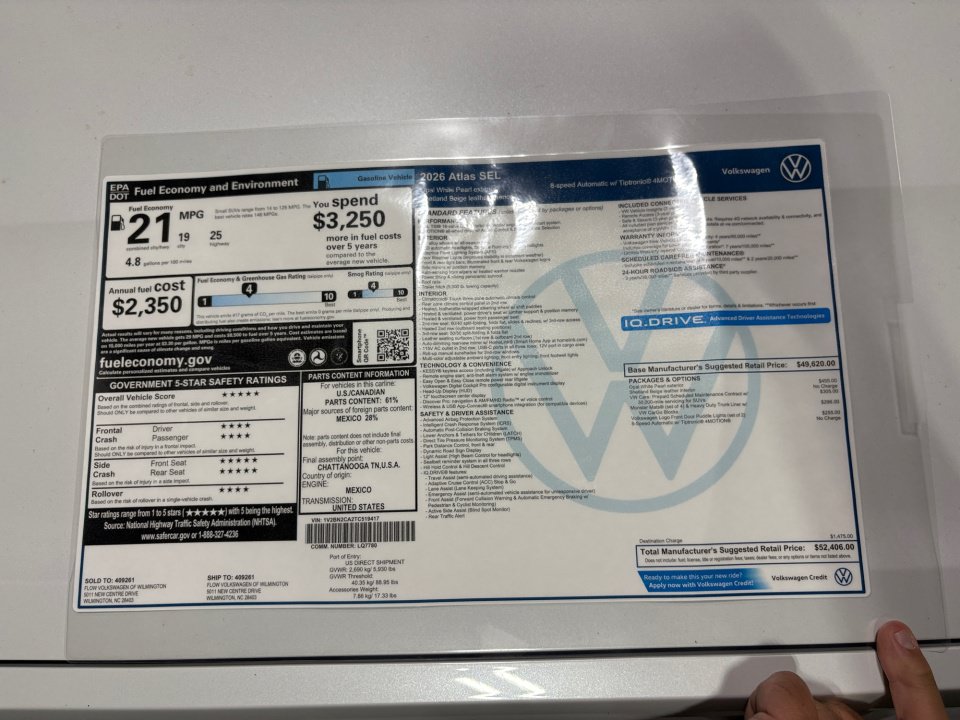 Certified 2026 Volkswagen Atlas SEL AWD/4WD image 33