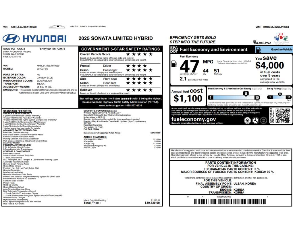 Used 2025 Hyundai Sonata Limited FWD image 2