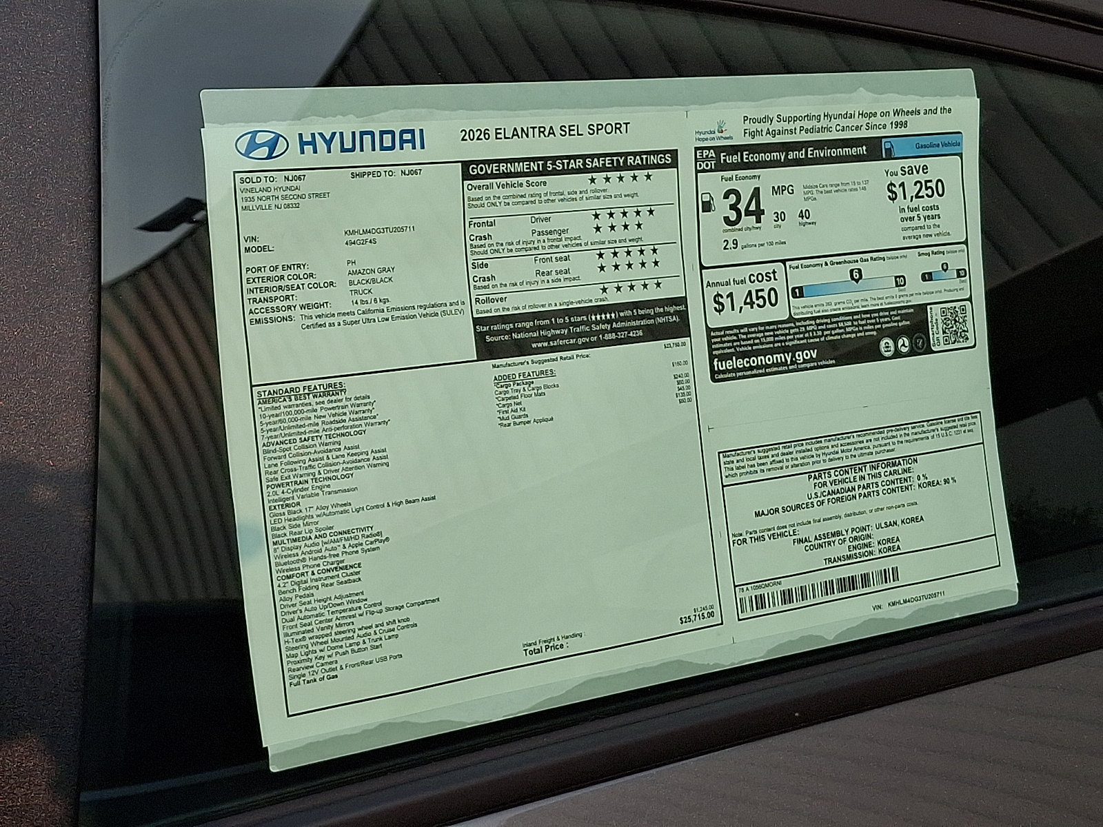 New 2026 Hyundai Elantra Sport w/ Cargo Package FWD image 8