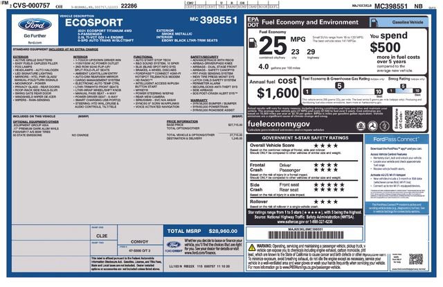 Used 2021 Ford EcoSport Titanium AWD/4WD image 39
