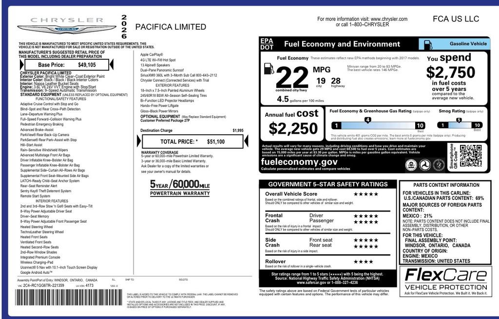 Used 2026 Chrysler Pacifica Limited FWD image 37