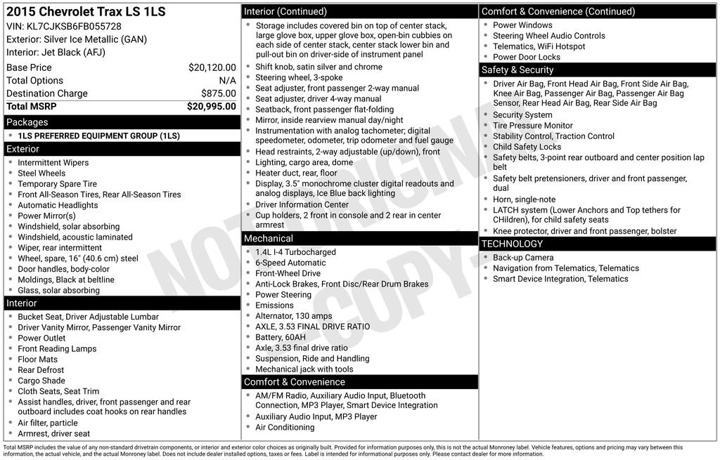 Used 2015 Chevrolet Trax LS FWD image 28