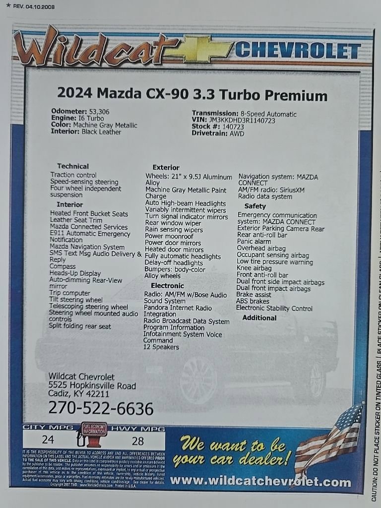 Used 2024 MAZDA CX-90 3.3 Turbo w/ Premium Package image 32