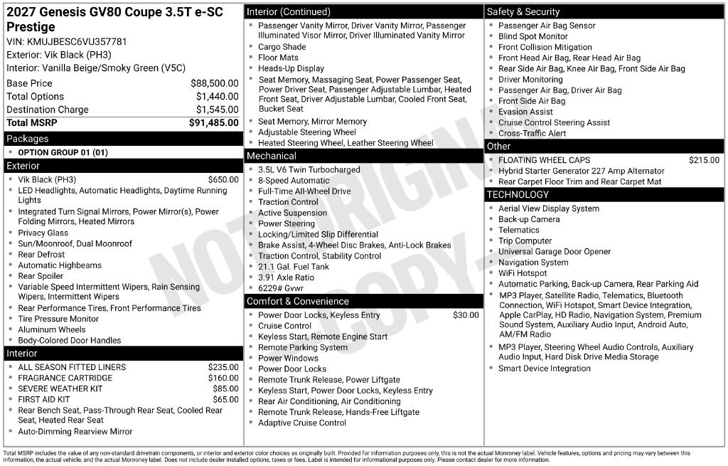 New 2027 Genesis GV80 3.5T e-SC AWD/4WD image 32